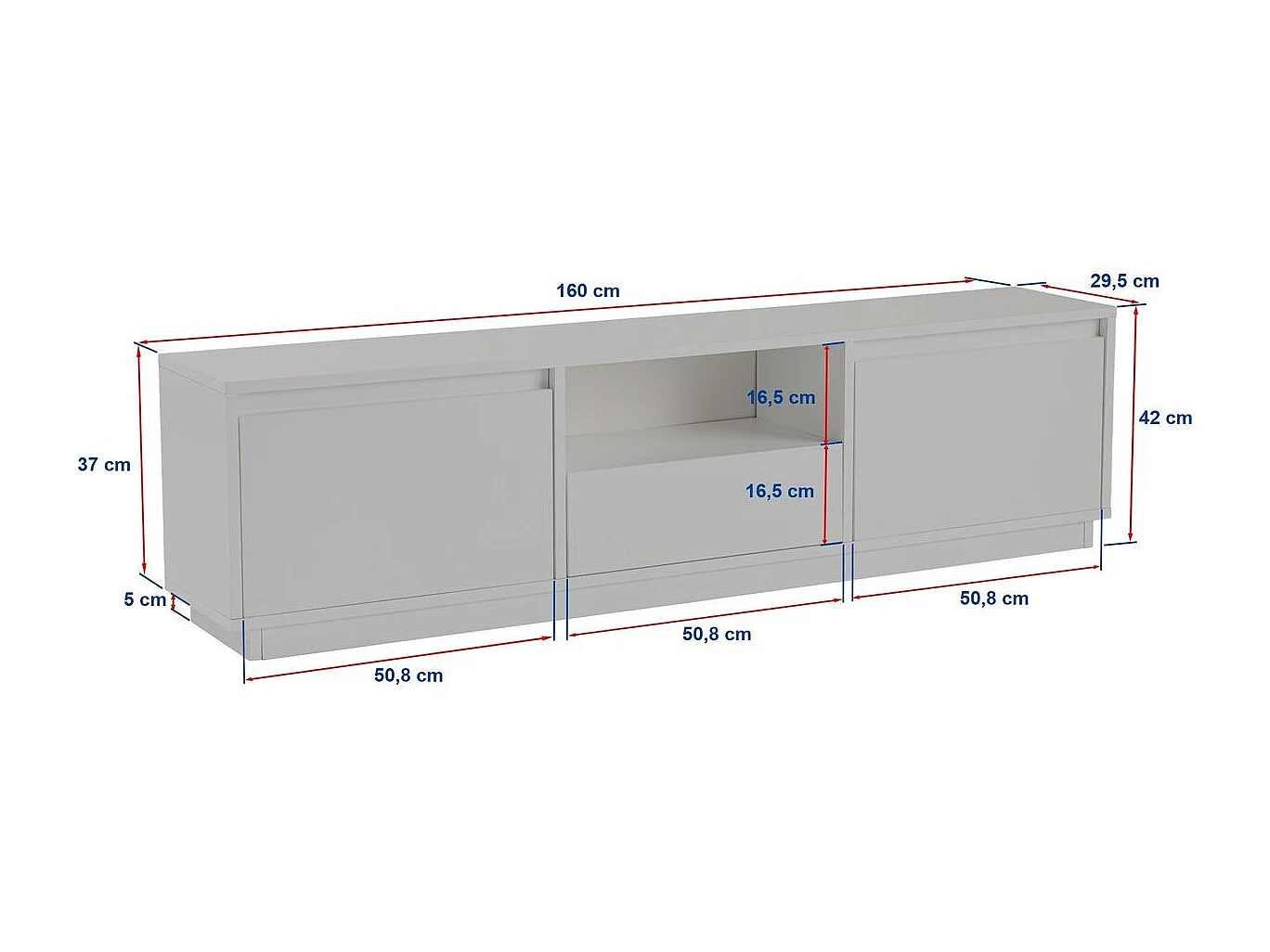 Meuble TV 3 portes 1 niche effet bois 160 cm - Noane