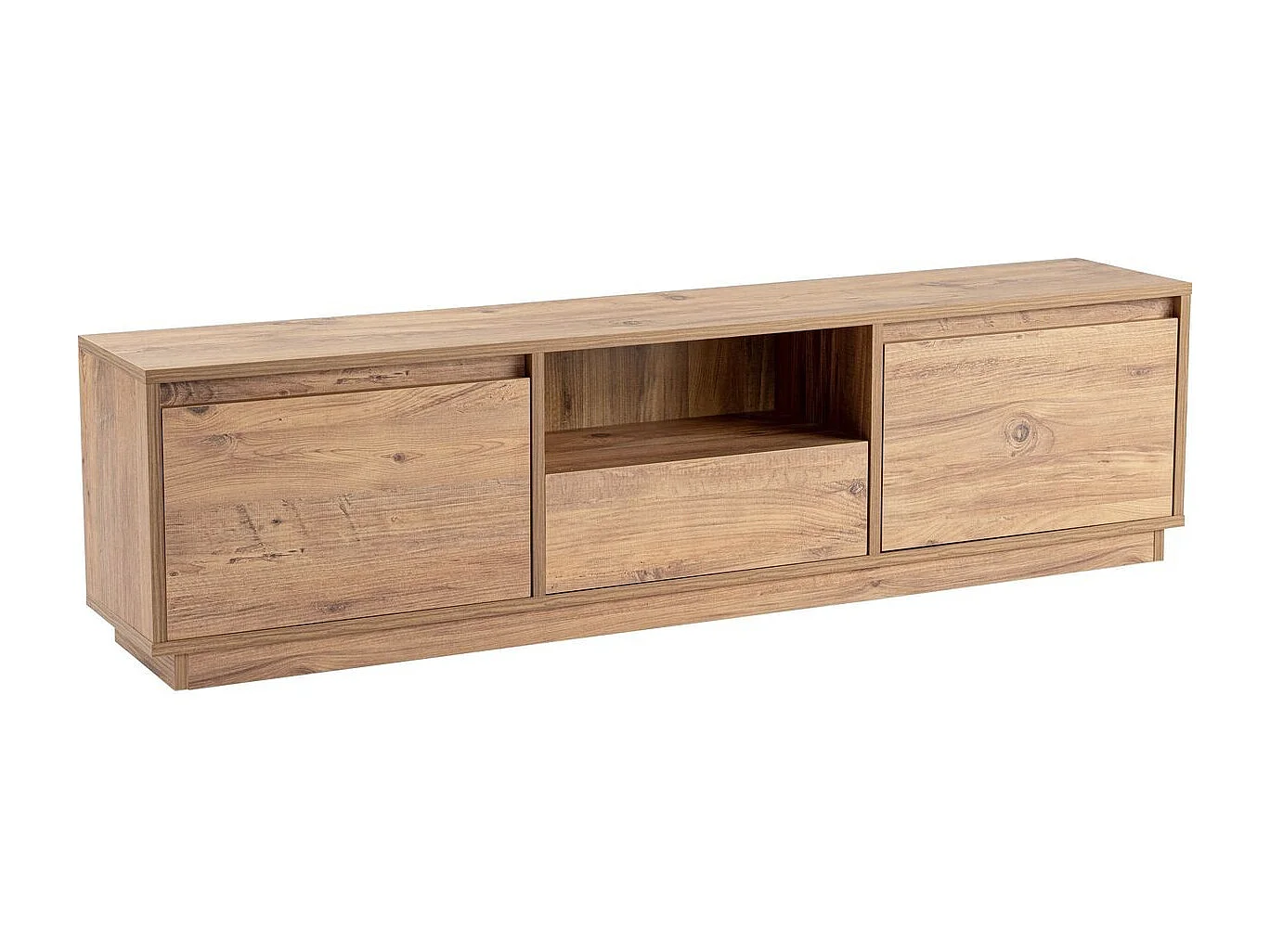 Meuble TV 3 portes 1 niche effet bois 160 cm - Noane