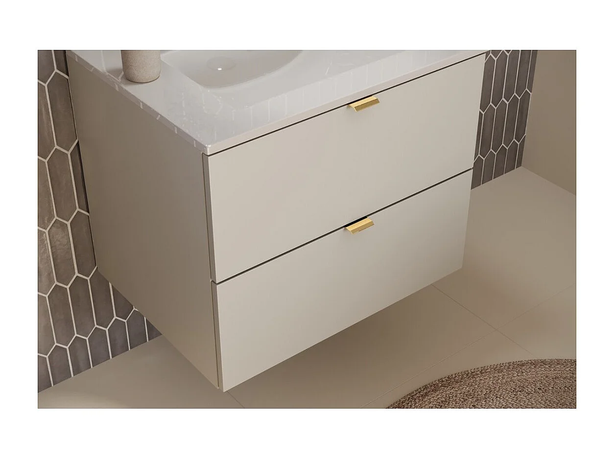 Ensemble de salle de bain BELLA : meuble sous vasque 60cm + vasque encastrée blanche + colonne de rangement