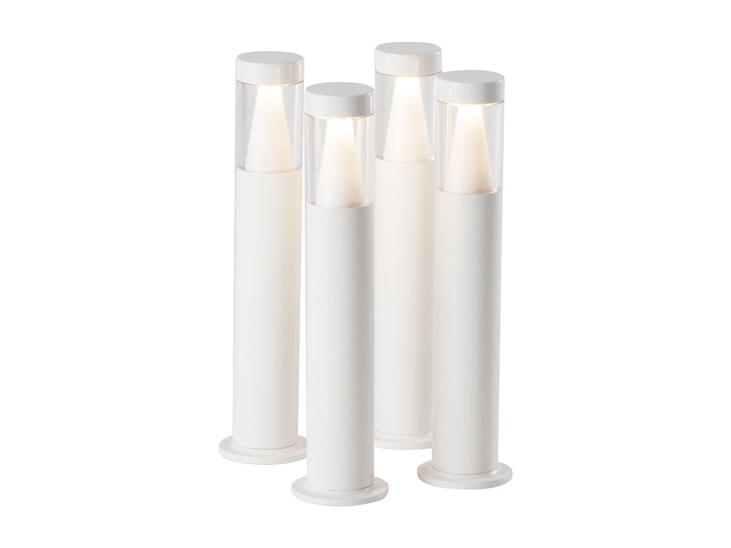 4 mini Lampes de table sans fil STICK Blanc H19cm + base de chargement