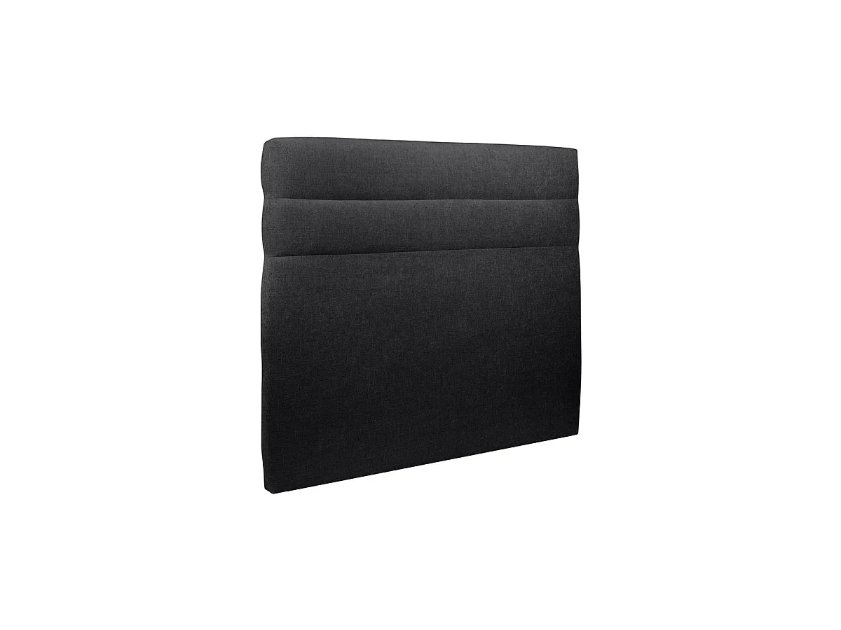 Lit 160x200cm avec tête de lit lignes tissu et sommier kit Noir - Hauteur totale : 29cm