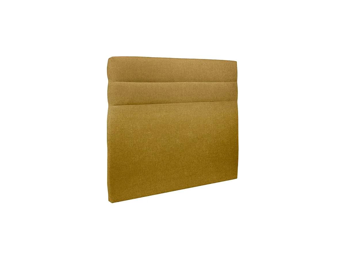 Lit 160x200cm avec tête de lit lignes tissu et sommier kit jaune - Hauteur totale : 29cm