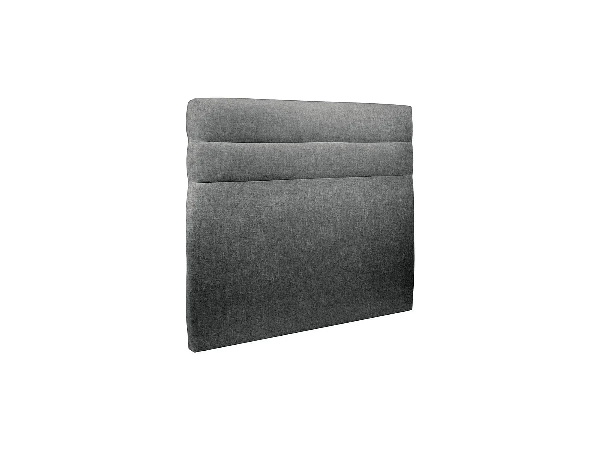 Lit 160x200cm avec tête de lit lignes tissu et sommier kit gris anthracite - Hauteur totale : 29cm