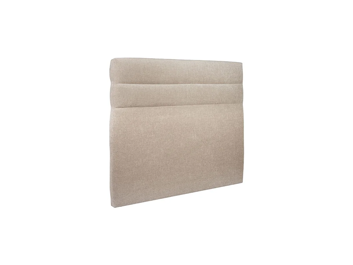 Lit 160x200cm avec tête de lit lignes tissu et sommier kit beige brun - Hauteur totale : 29cm