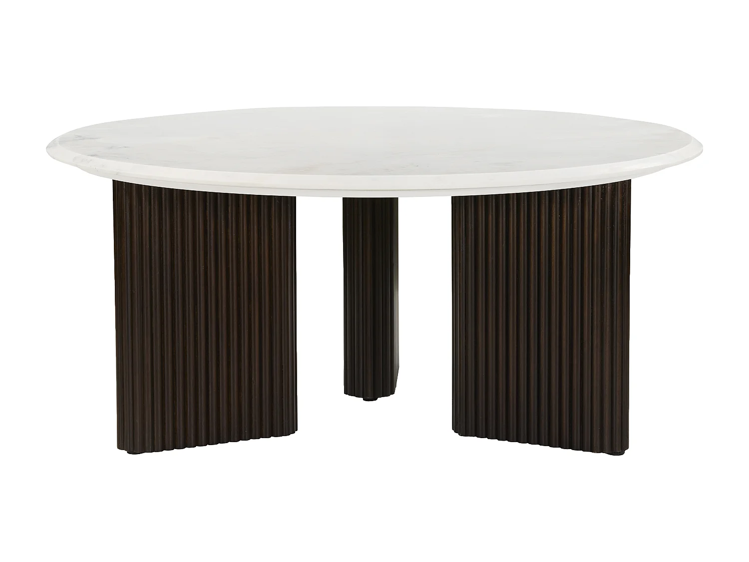 Table basse en marbre et bois d'acacia - Blanc et Naturel foncé - KIYARA