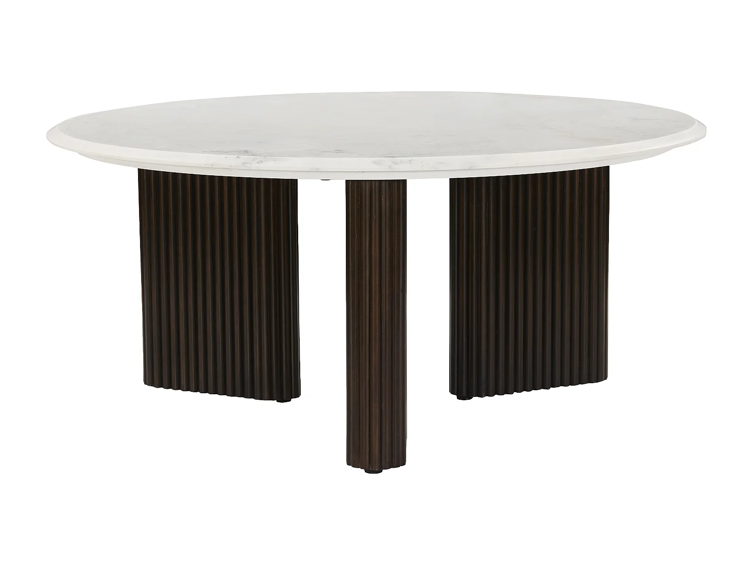 Table basse en marbre et bois d'acacia - Blanc et Naturel foncé - KIYARA