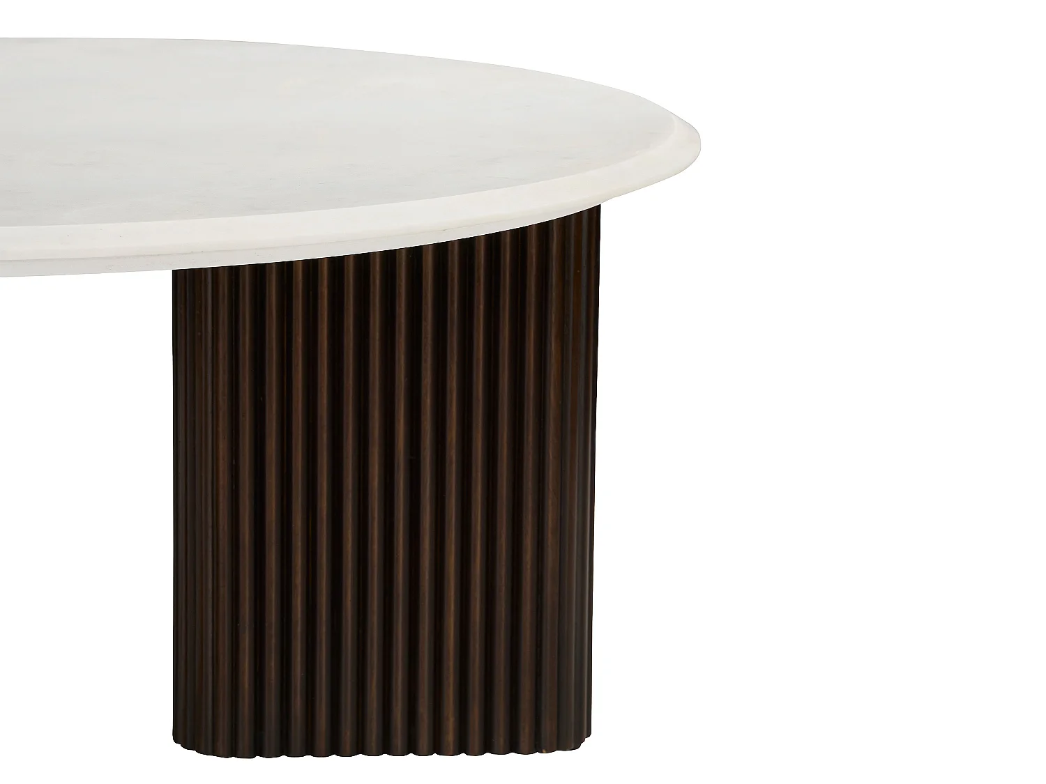 Table basse en marbre et bois d'acacia - Blanc et Naturel foncé - KIYARA