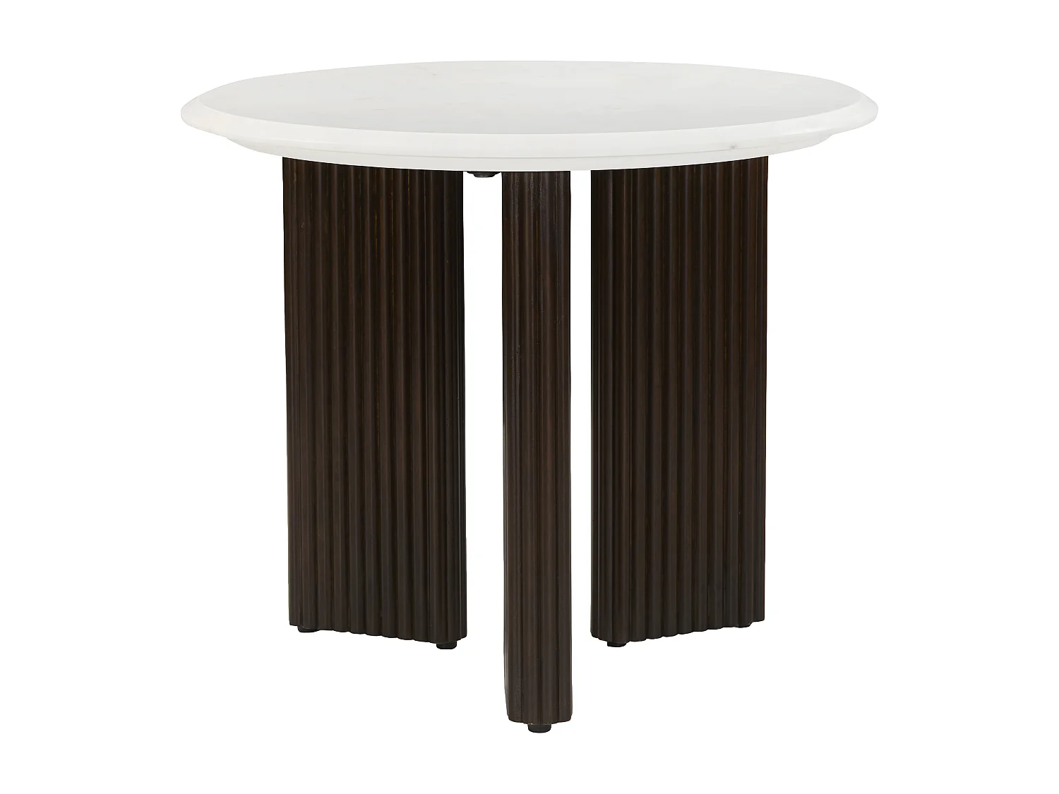 Table d'appoint en marbre et bois d'acacia - Blanc et Naturel foncé - KIYARA