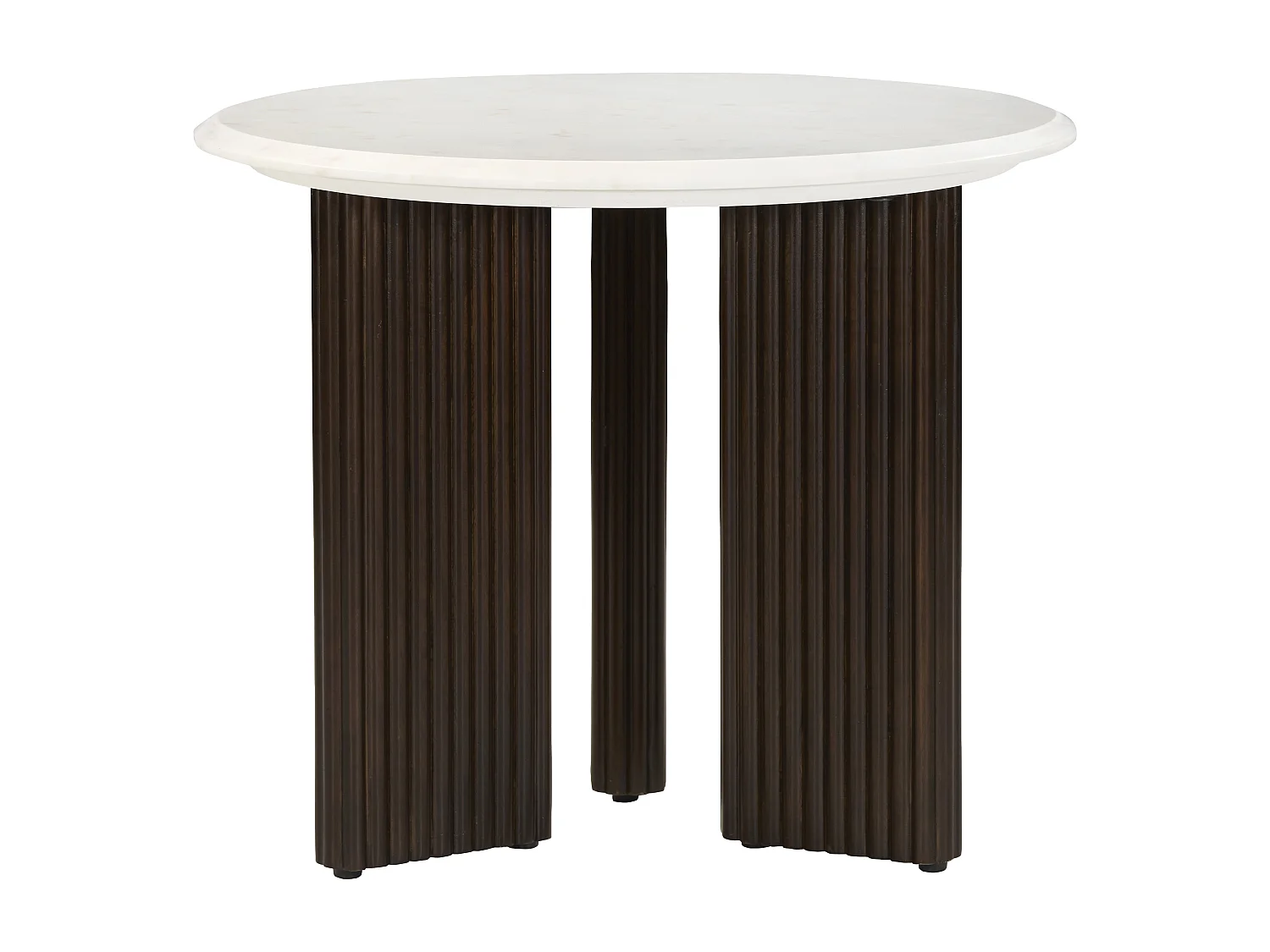 Table d'appoint en marbre et bois d'acacia - Blanc et Naturel foncé - KIYARA