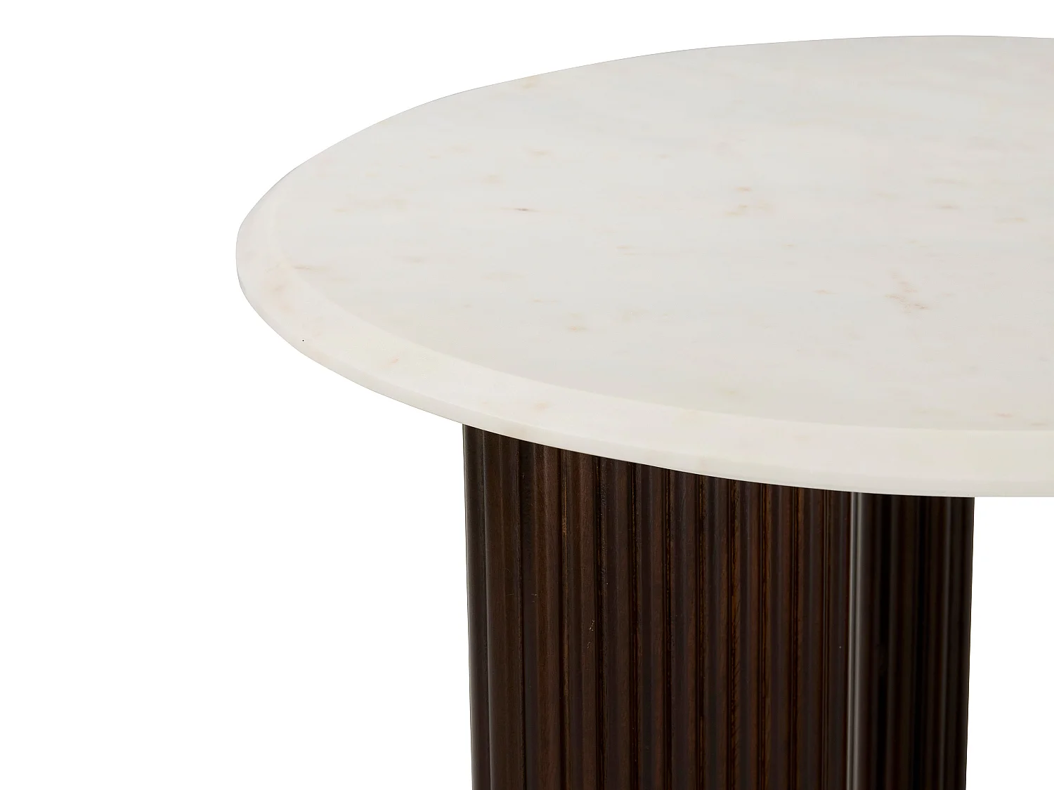 Table d'appoint en marbre et bois d'acacia - Blanc et Naturel foncé - KIYARA