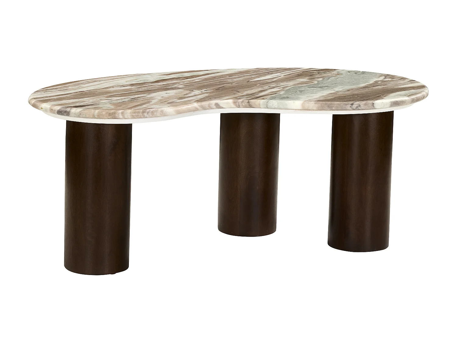 Table basse en marbre et bois d'acacia - Beige et Naturel foncé - DALIZAY