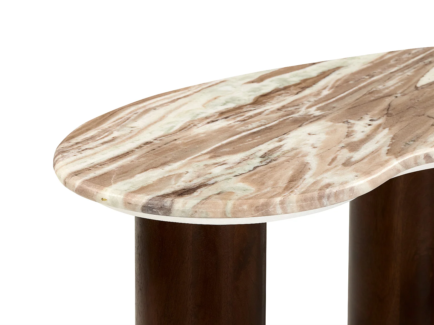 Table basse en marbre et bois d'acacia - Beige et Naturel foncé - DALIZAY