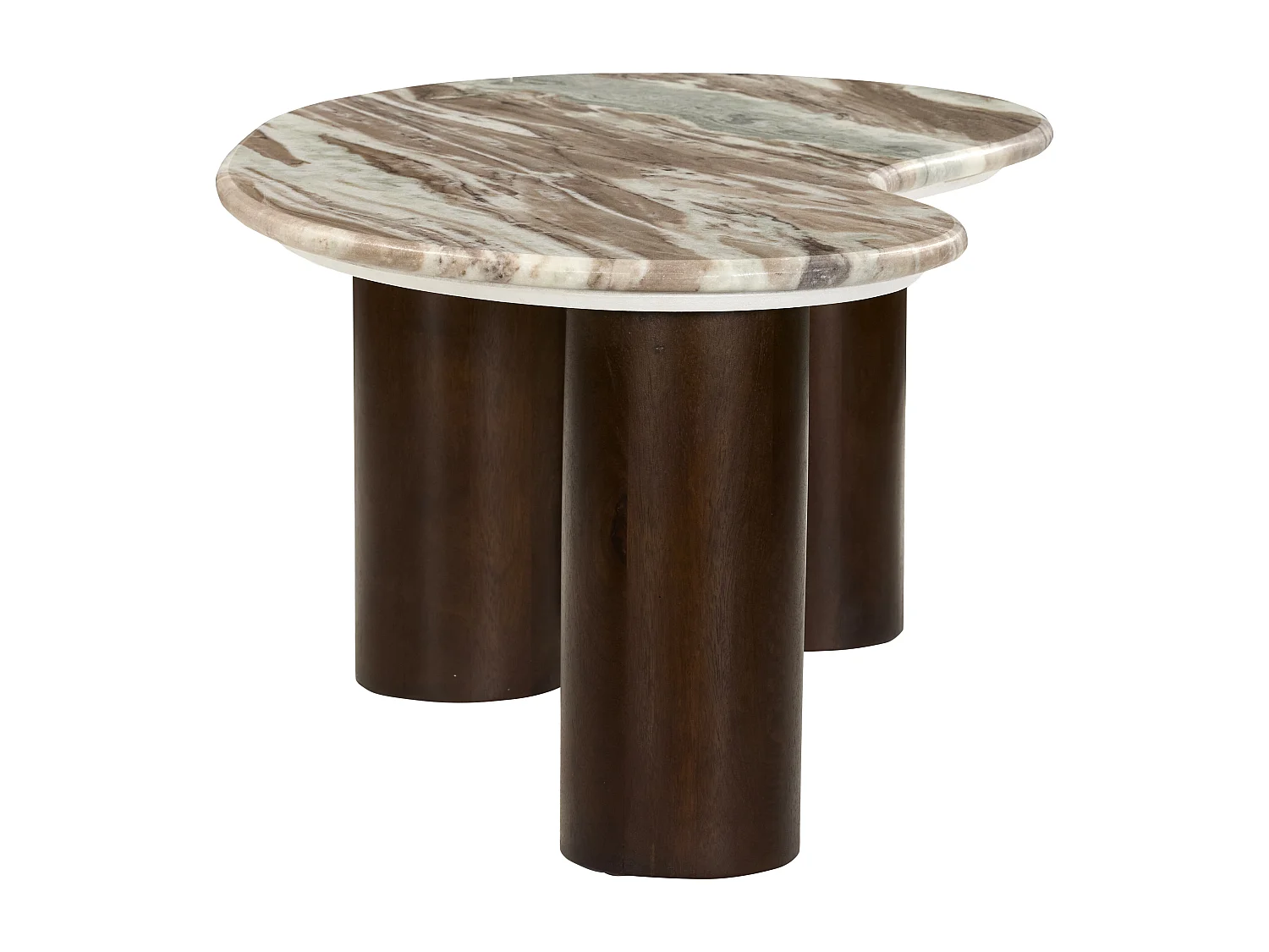 Table basse en marbre et bois d'acacia - Beige et Naturel foncé - DALIZAY