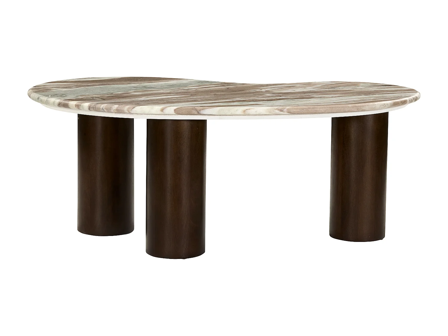 Table basse en marbre et bois d'acacia - Beige et Naturel foncé - DALIZAY