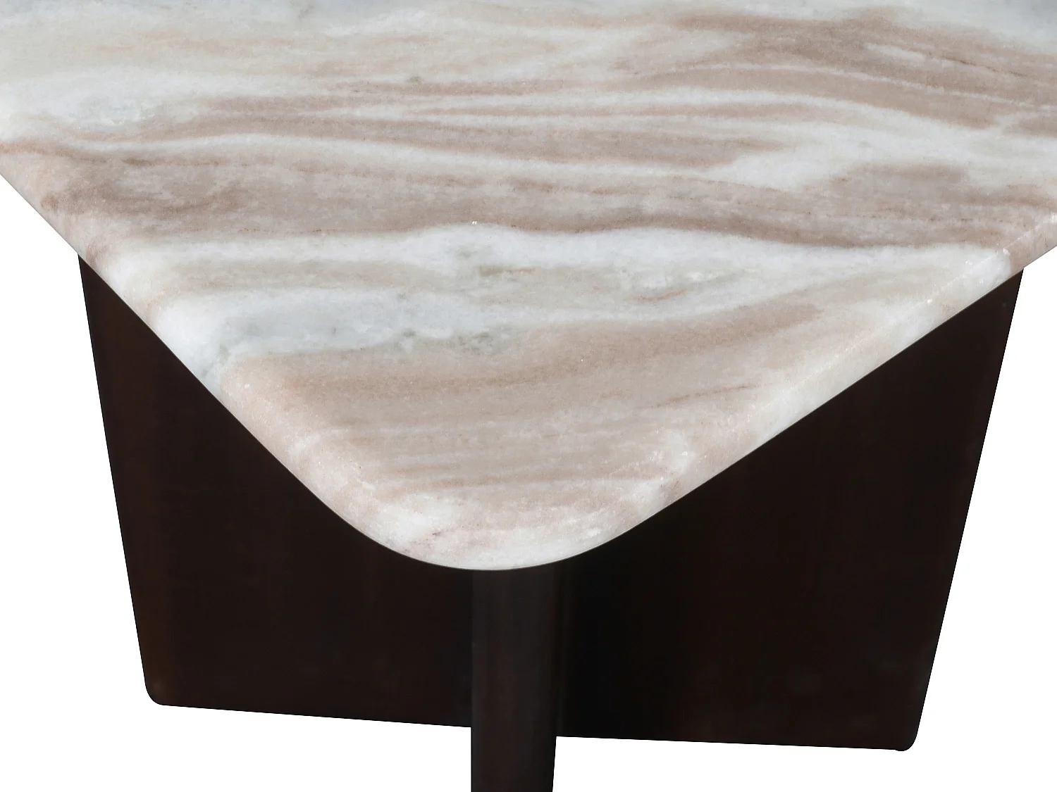 Table d'appoint en marbre et bois d'acacia - Beige et Naturel foncé - NEYALIA
