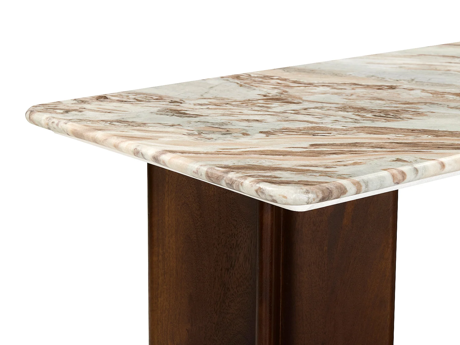 Table basse en marbre et bois d'acacia - Beige et Naturel foncé - NEYALIA