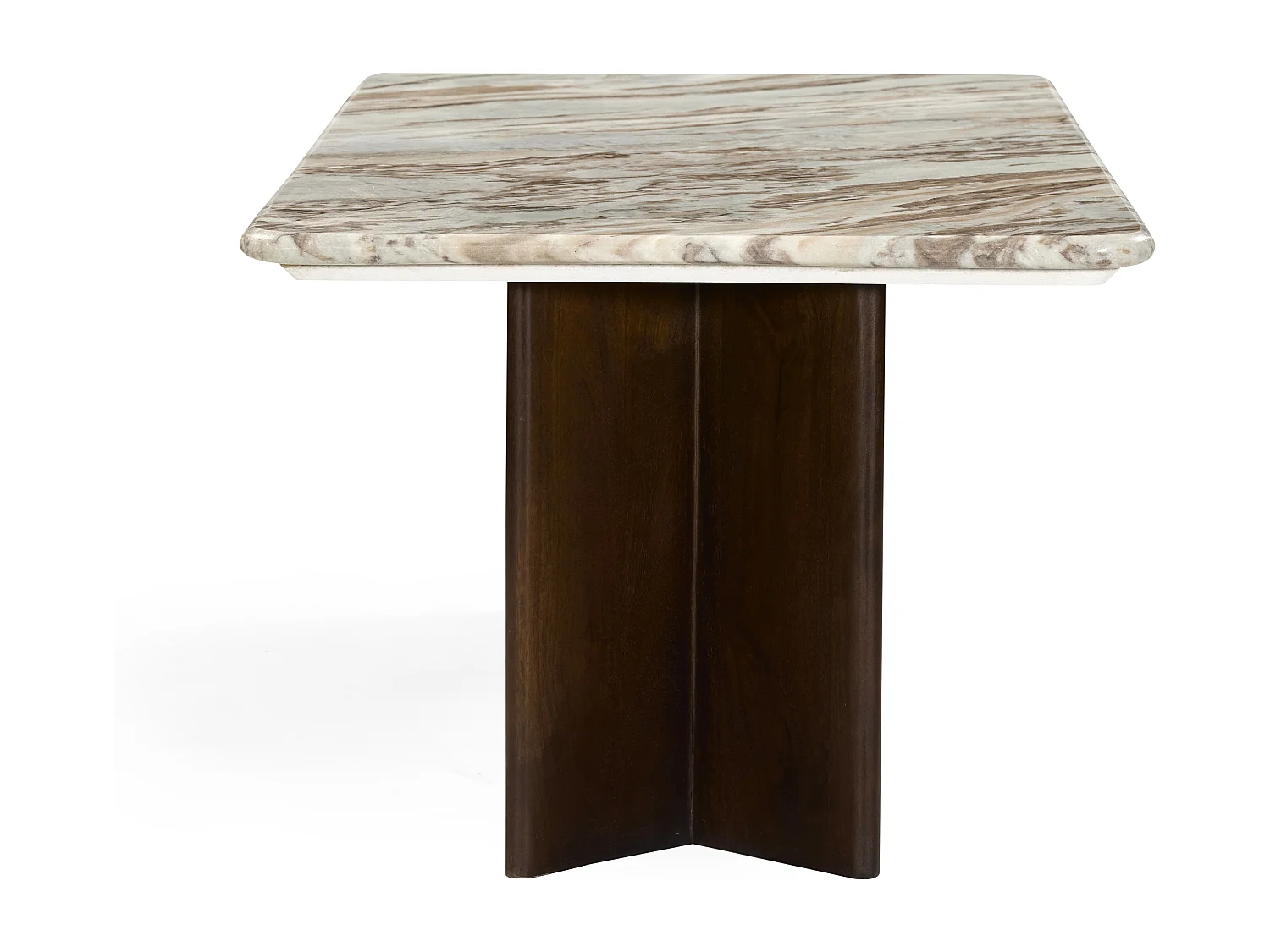 Table basse en marbre et bois d'acacia - Beige et Naturel foncé - NEYALIA