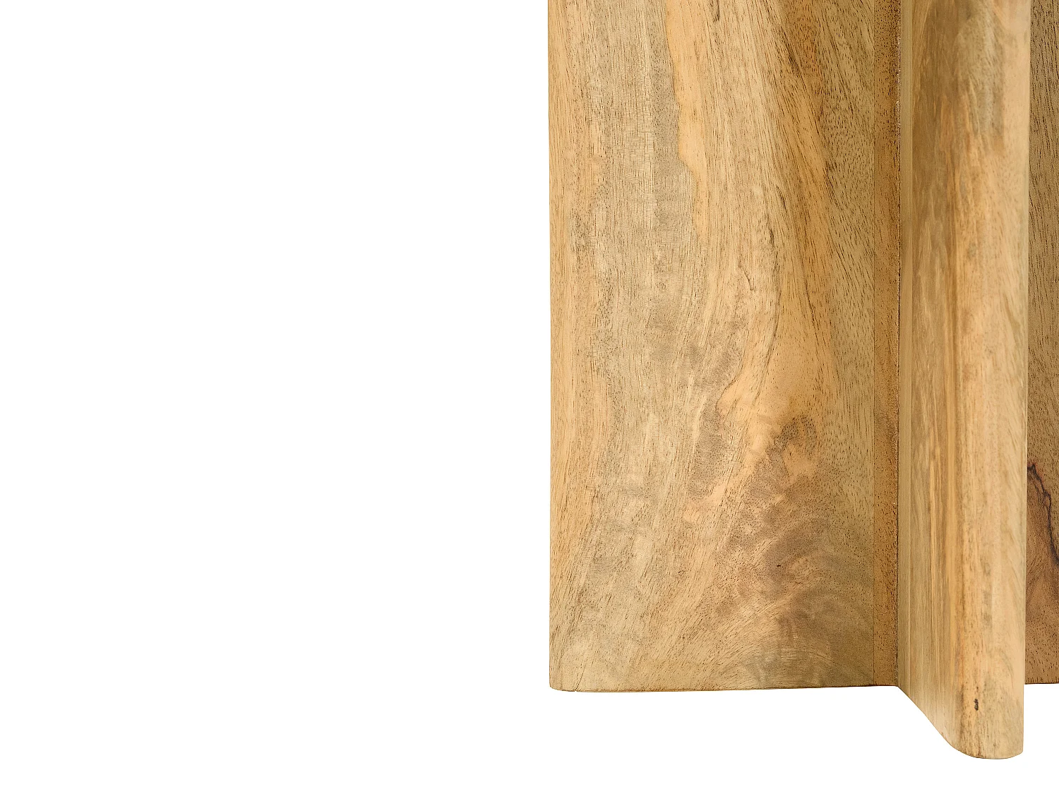 Table d'appoint en marbre et bois de manguier - Blanc et Naturel clair - NEYALIA