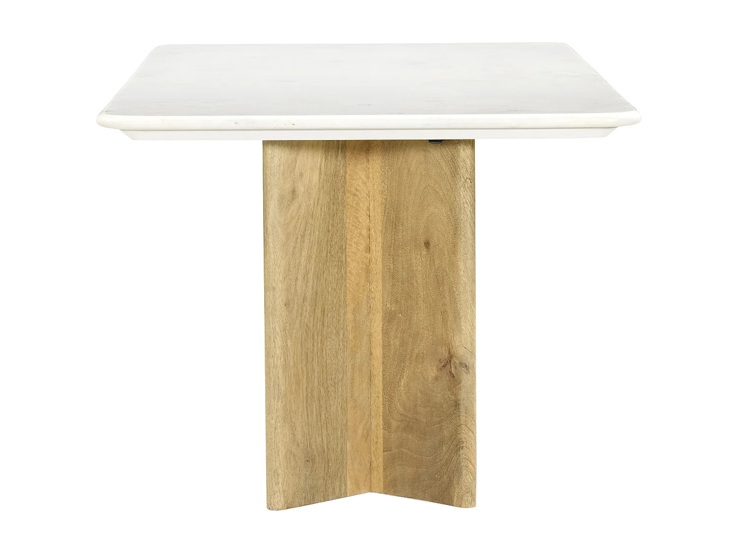 Table basse en marbre et bois de manguier - Blanc et Naturel clair - NEYALIA
