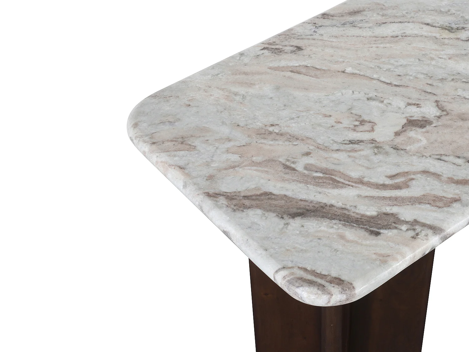 Console en marbre et bois d'acacia - Beige et Naturel foncé - NEYALIA