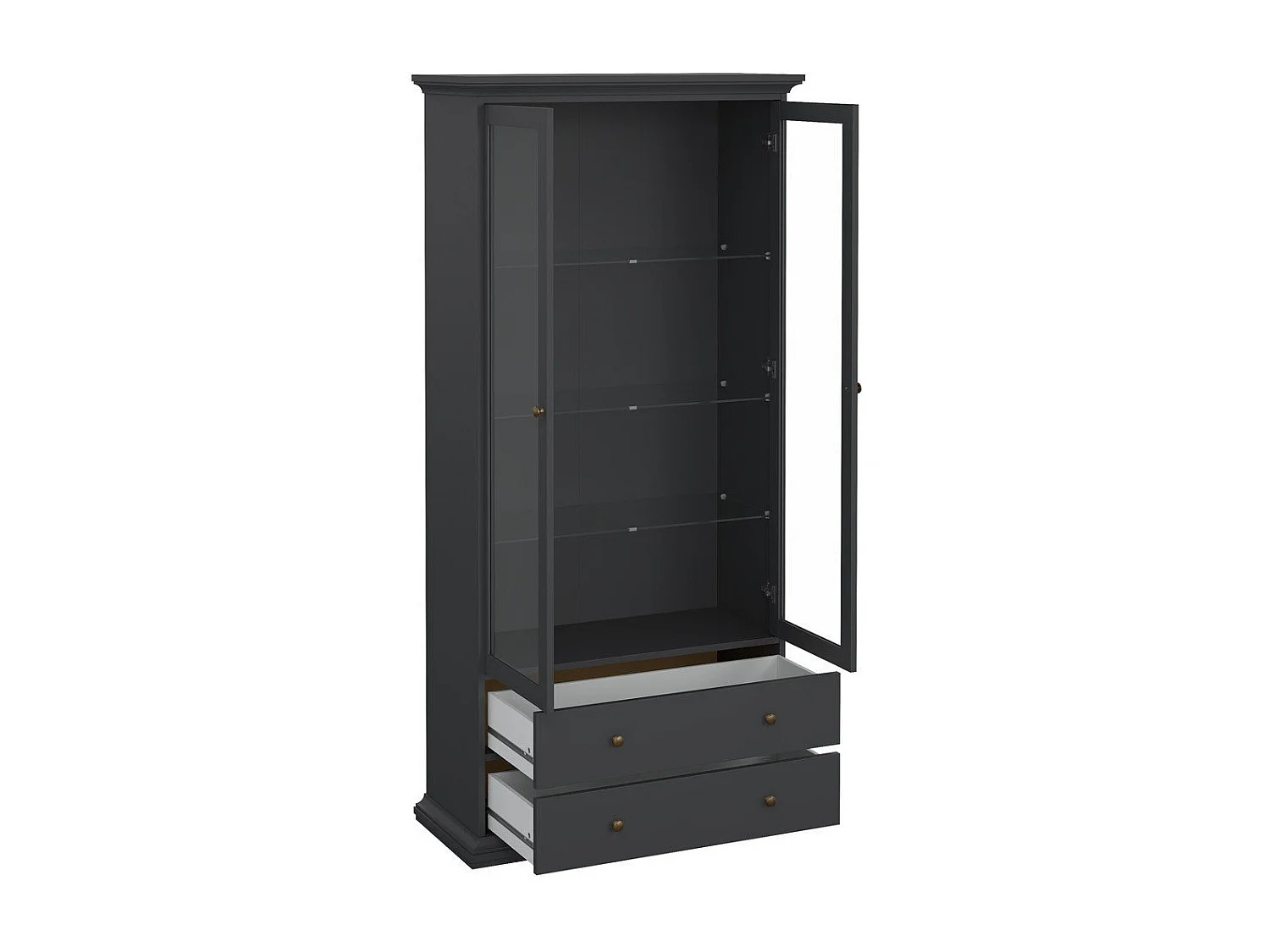 Vitrine mit 2 Glastüren und 2 Schubladen B96,2 cm – SOFIA