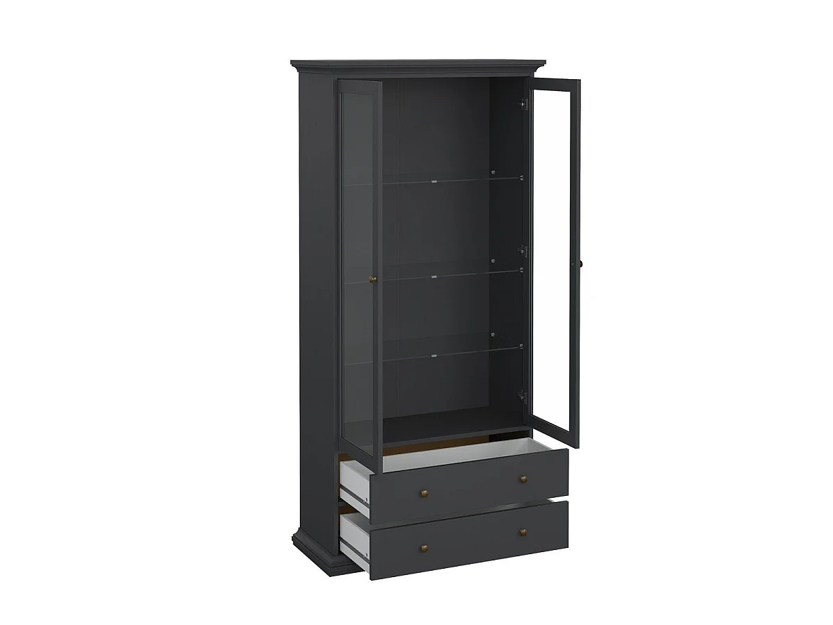 Vitrine mit 2 Glastüren und 2 Schubladen B96,2 cm – SOFIA