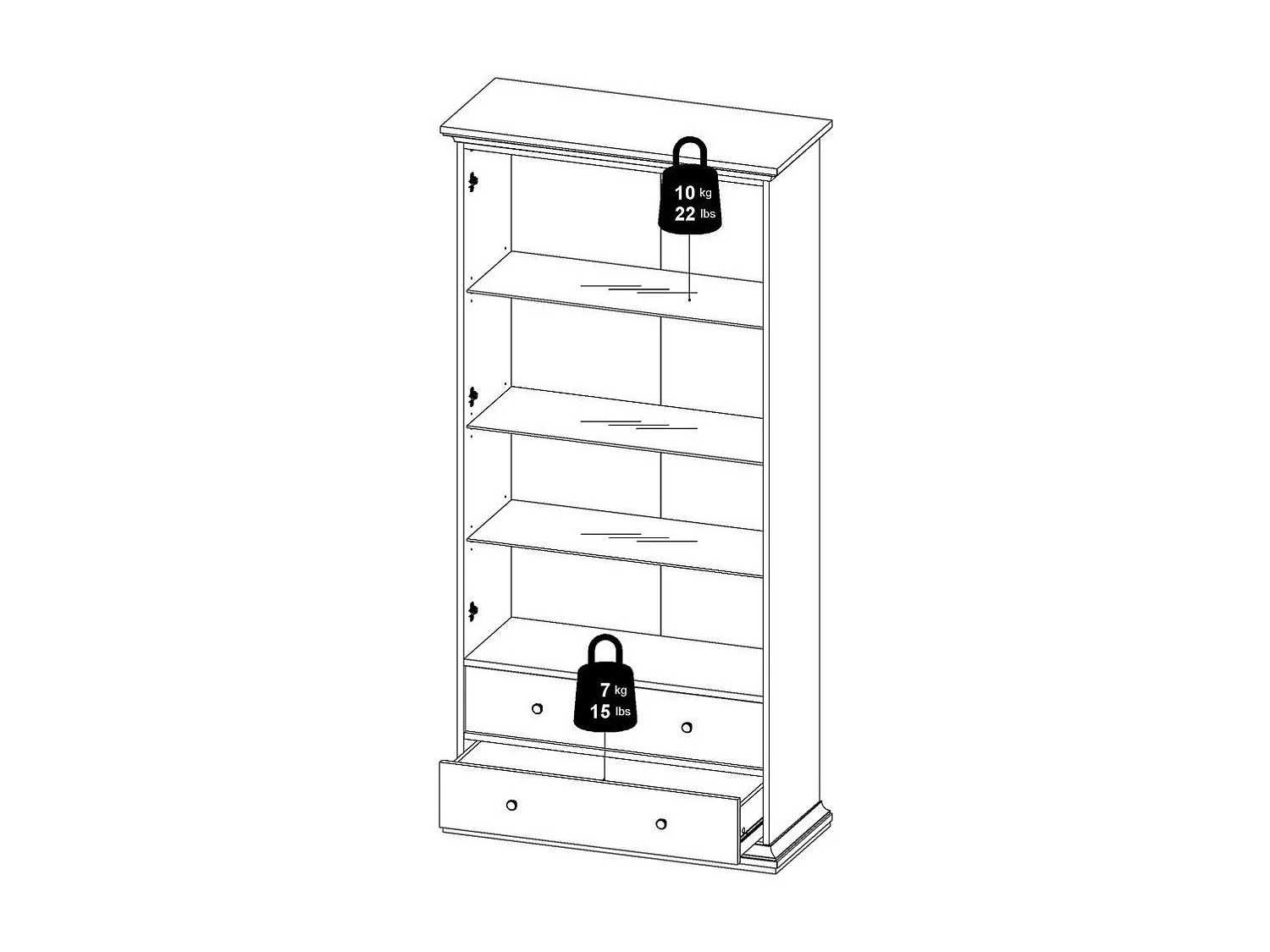 Vitrine mit 2 Glastüren und 2 Schubladen B96,2 cm – SOFIA