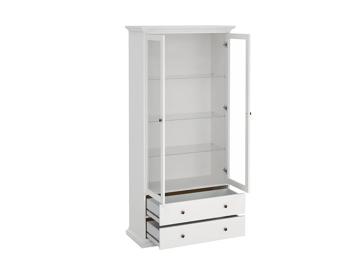 Vitrine mit 2 Glastüren und 2 Schubladen B96,2 cm – SOFIA