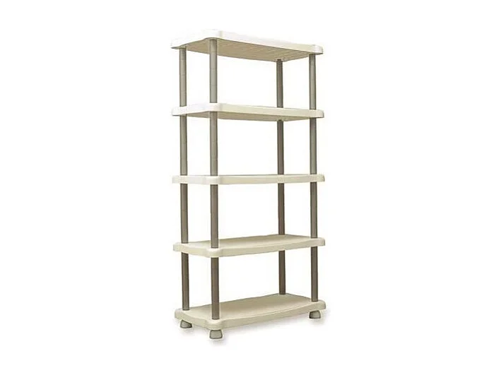 Regale aus Harz PLASTIKEN 5 Ablagen 30kg/Ablage Beige Taupe, werkzeuglose Montage, Innen/Außen