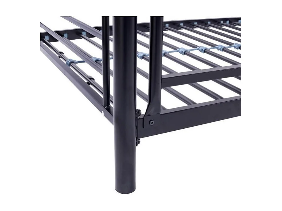 Dreifach-Etagenbett aus schwarzem Epoxid-Metall TRIO 3x90x190 cm mit Lattenrosten und wendbarer Leiter