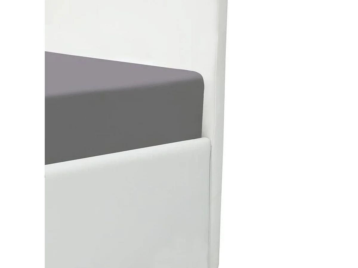 Lit coffre MARTIN AUCUNE 160 x 200 avec sommier à lattes, simili blanc