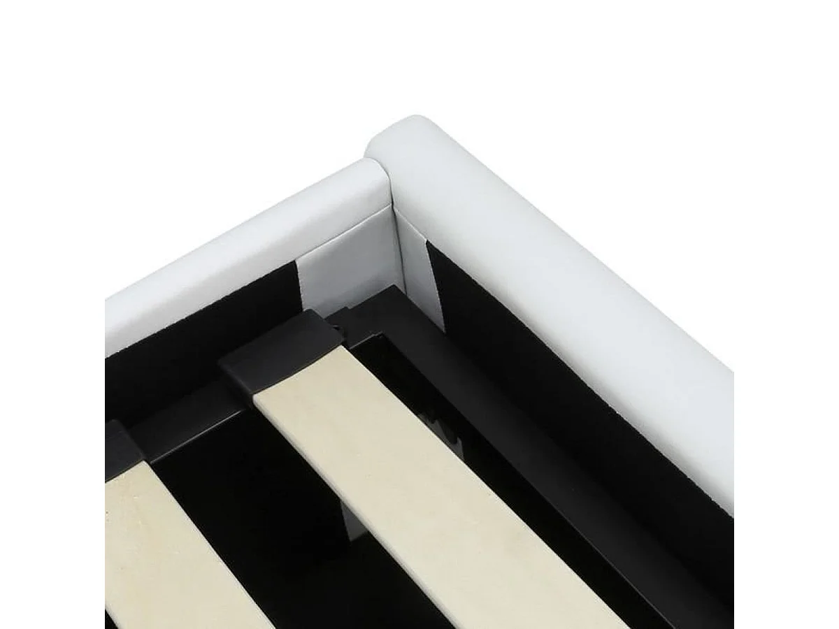 Lit coffre MARTIN AUCUNE 160 x 200 avec sommier à lattes, simili blanc