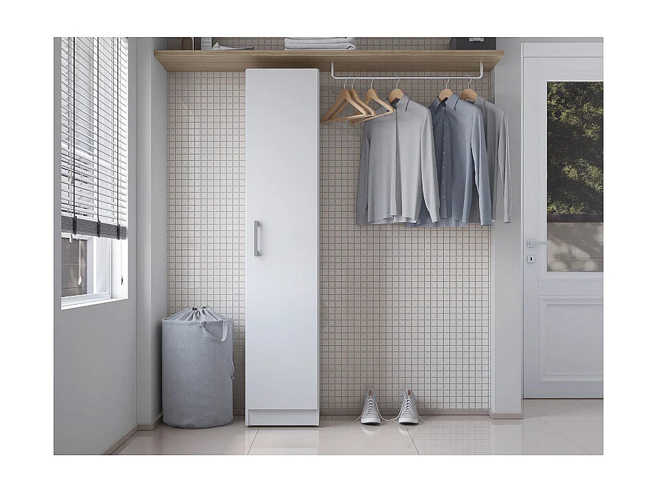 Armoire de Buanderie et Cellier Blanche 5 Niches L 35 H 170 P 31,8 cm