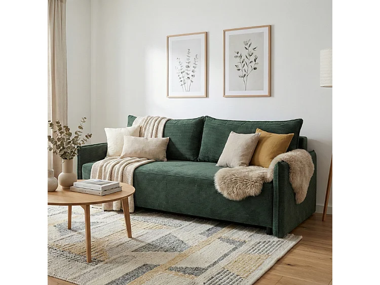 CORDO – sofa 3-osobowa z funkcją spania 197x140 cm, tkanina Poso 14 zielona