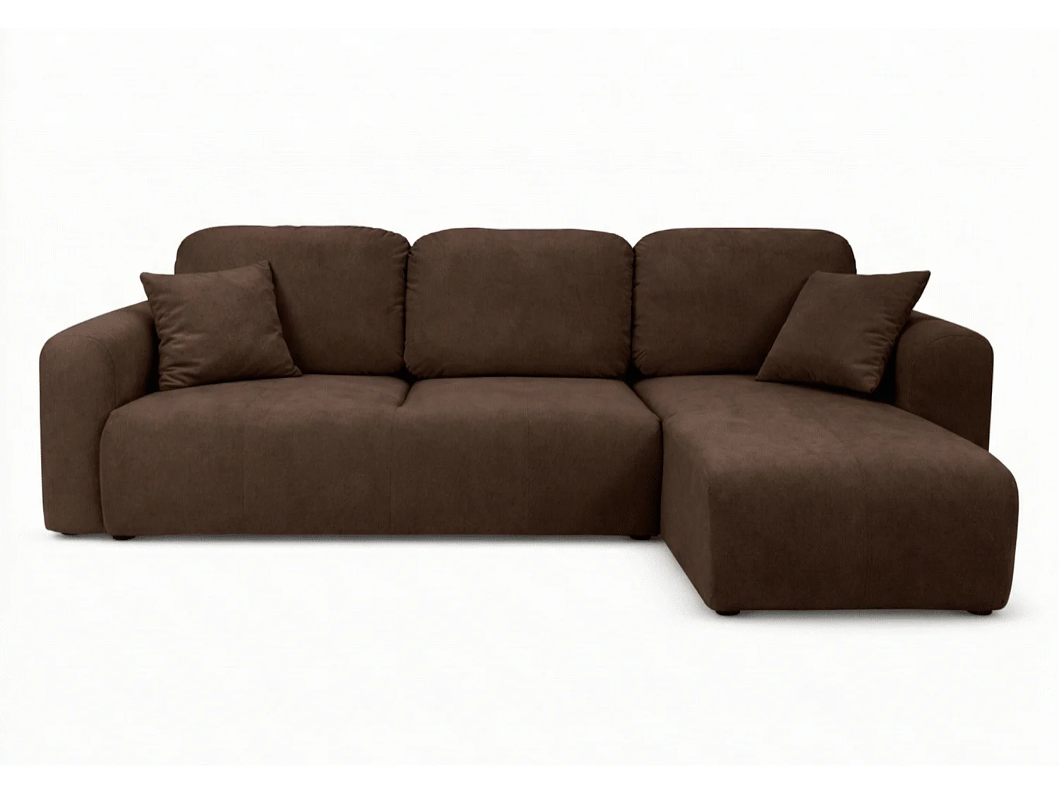 Canapé d’angle convertible élégant, version droite, BINGO L, 245 × 148 × 87 cm, en tissu Kronos 6 marron