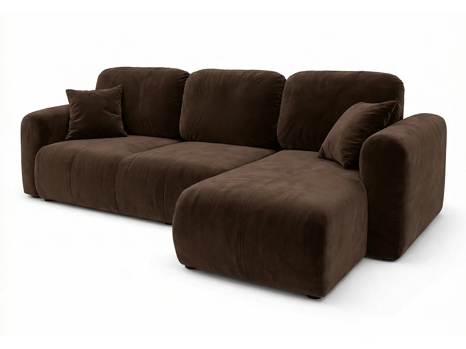 Canapé d’angle convertible élégant, version droite, BINGO L, 245 × 148 × 87 cm, en tissu Kronos 6 marron