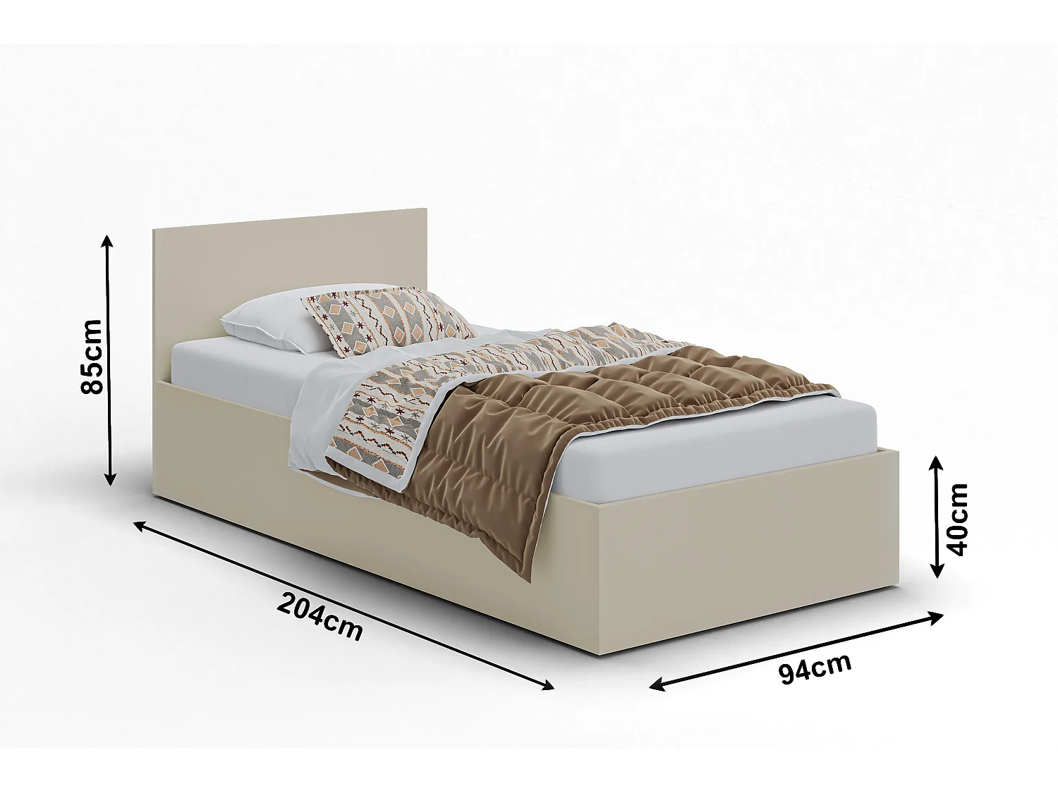 Houten bed met matras AVI 90×200 cm in kasjmier