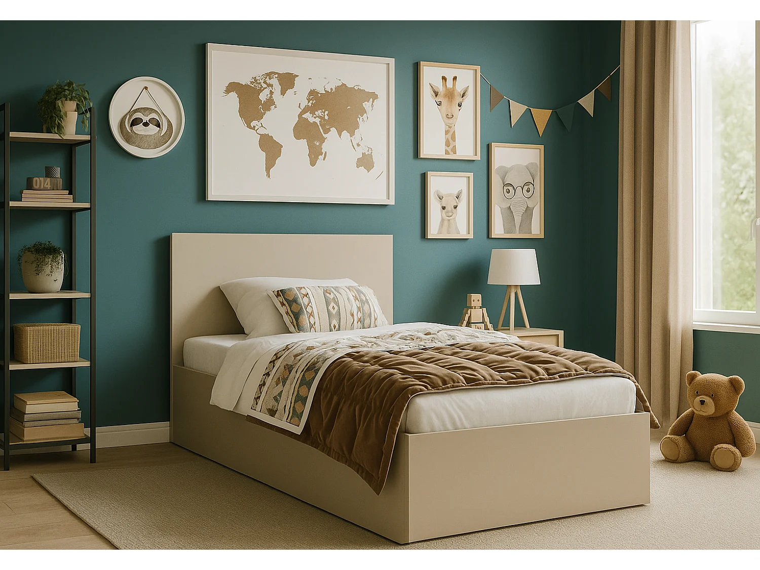 Houten bed met matras AVI 90×200 cm in kasjmier