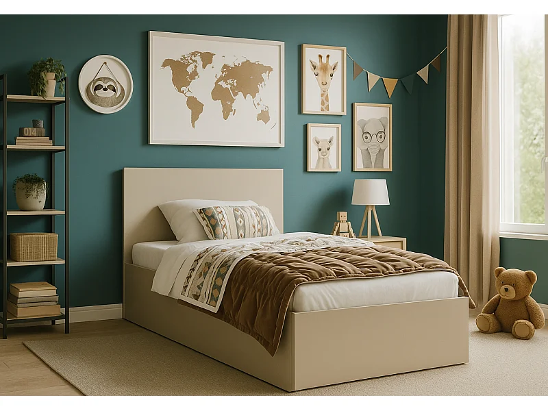 Houten bed met matras AVI 90×200 cm in kasjmier