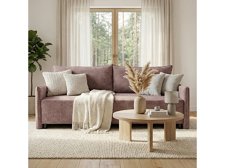 CORDO – canapé 3 places convertible 197×140 cm, tissu Poso 27 violet