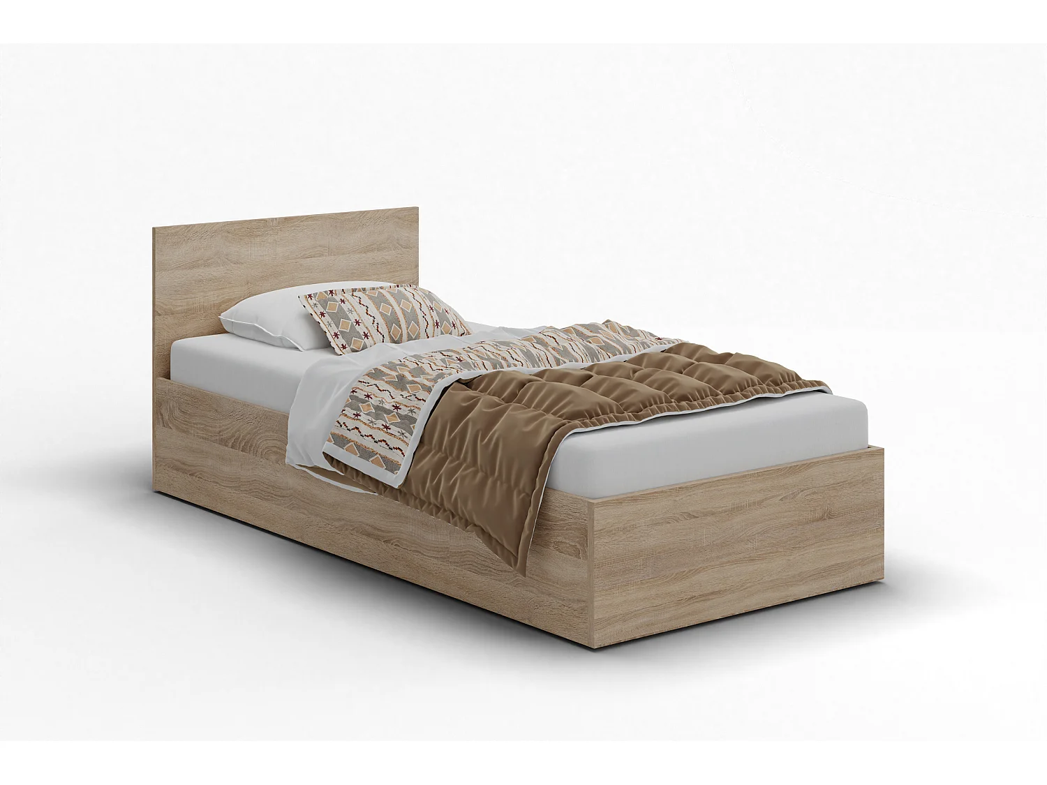 Houten bed met matras AVI 90×200 cm in kleur eiken craft