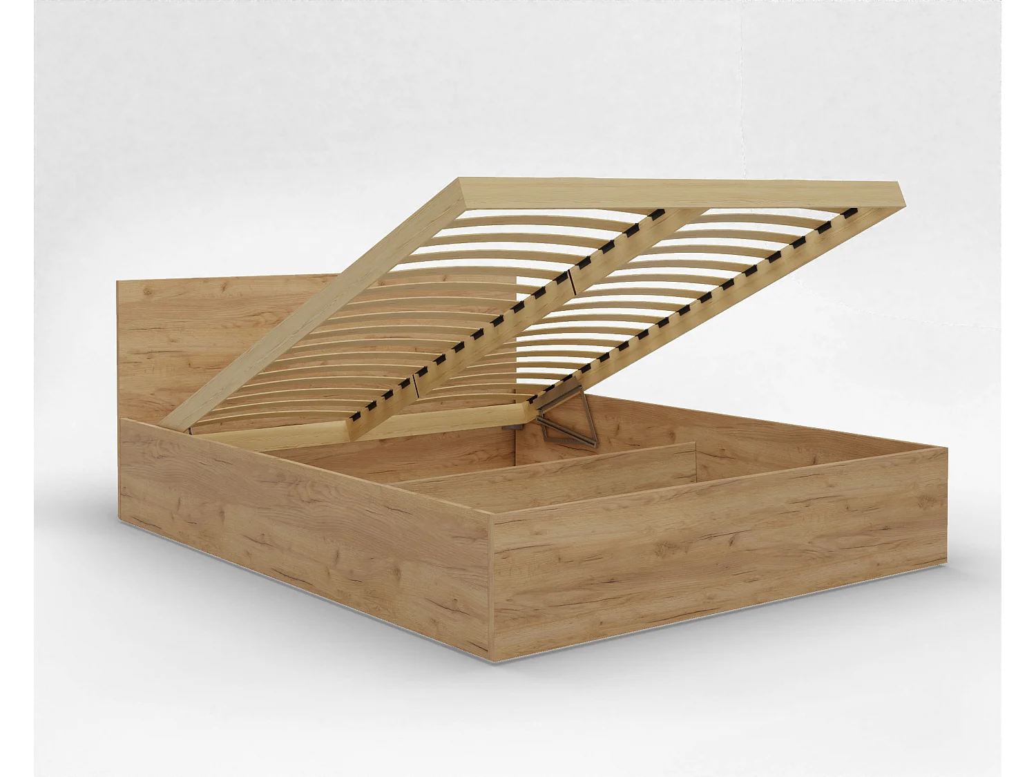 Houten bed met matras AVI 140×200 cm in kleur eiken craft
