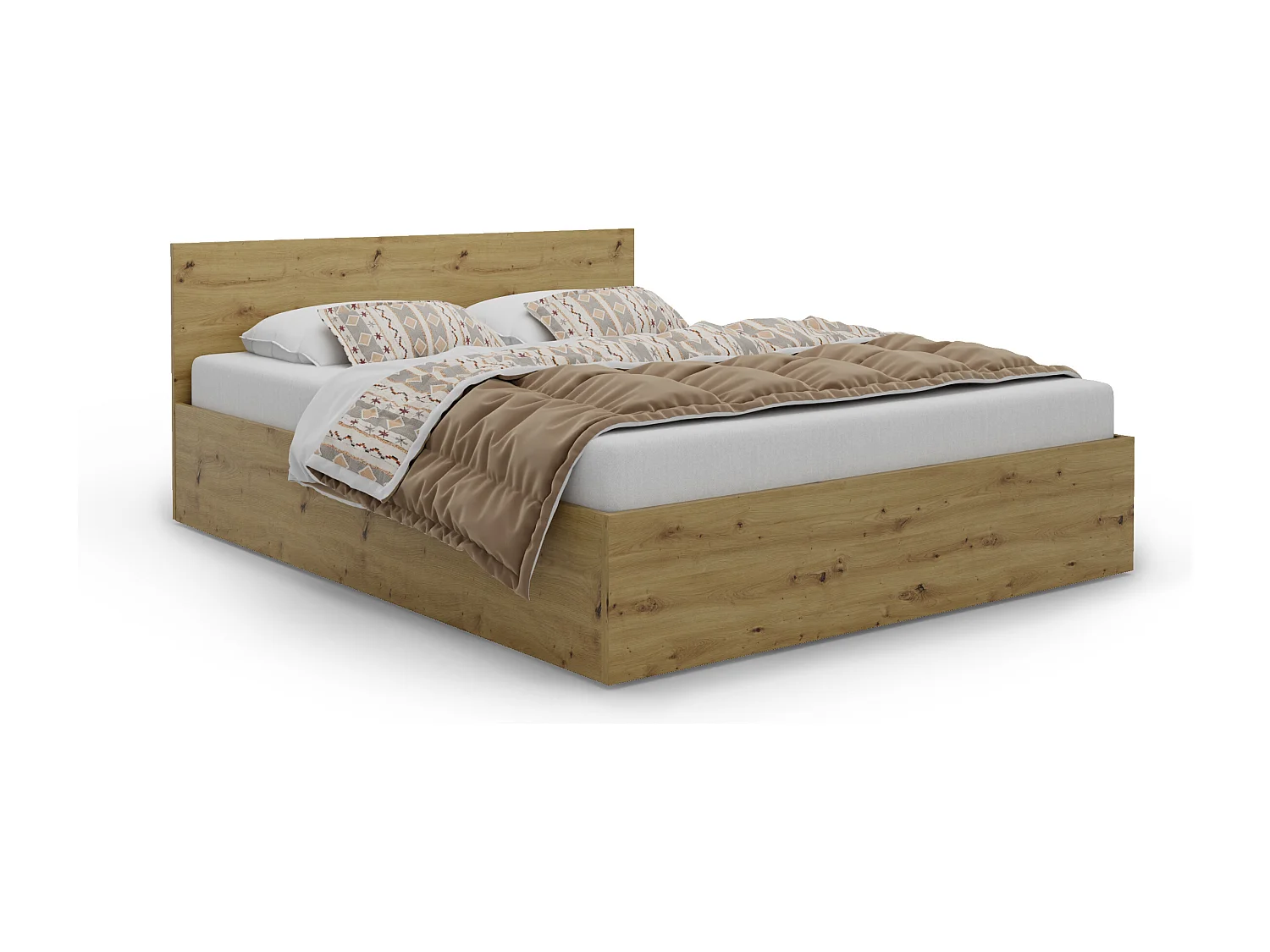 Houten bed met matras AVI 160x200 cm in Artisan eiken kleur