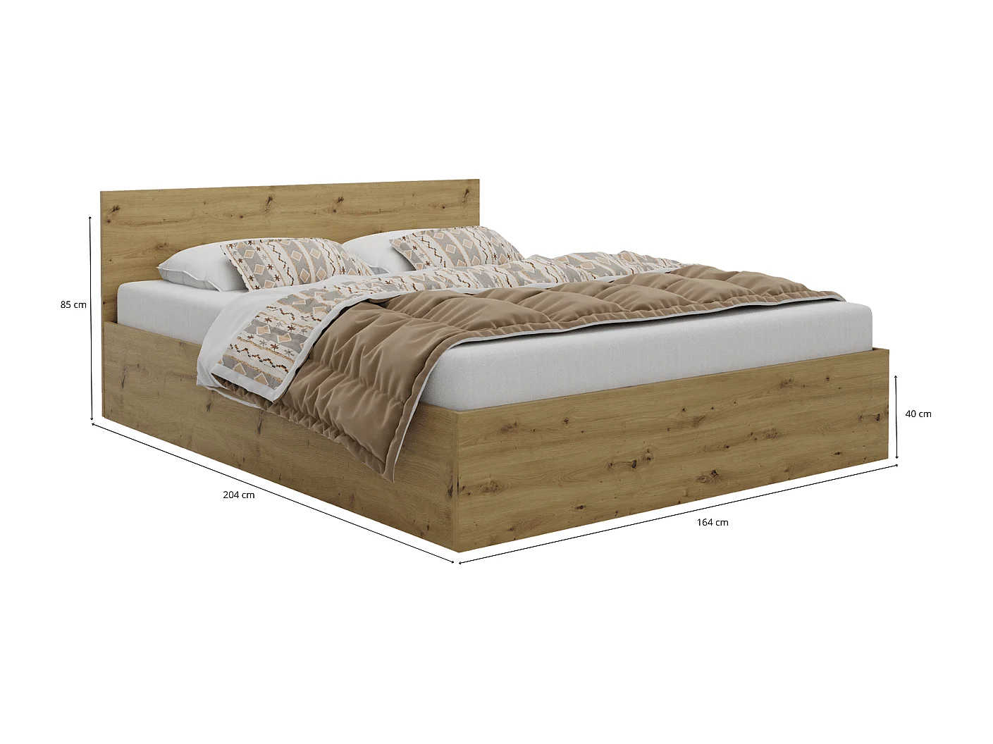 Houten bed met matras AVI 160x200 cm in Artisan eiken kleur