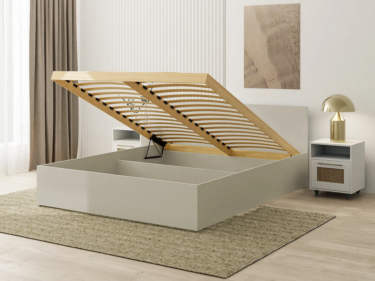 Houten bed met matras AVI 120×200 cm in kasjmier