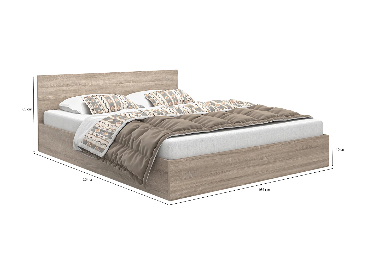 Houten bed met matras AVI 160x200 cm in Sonoma eiken kleur