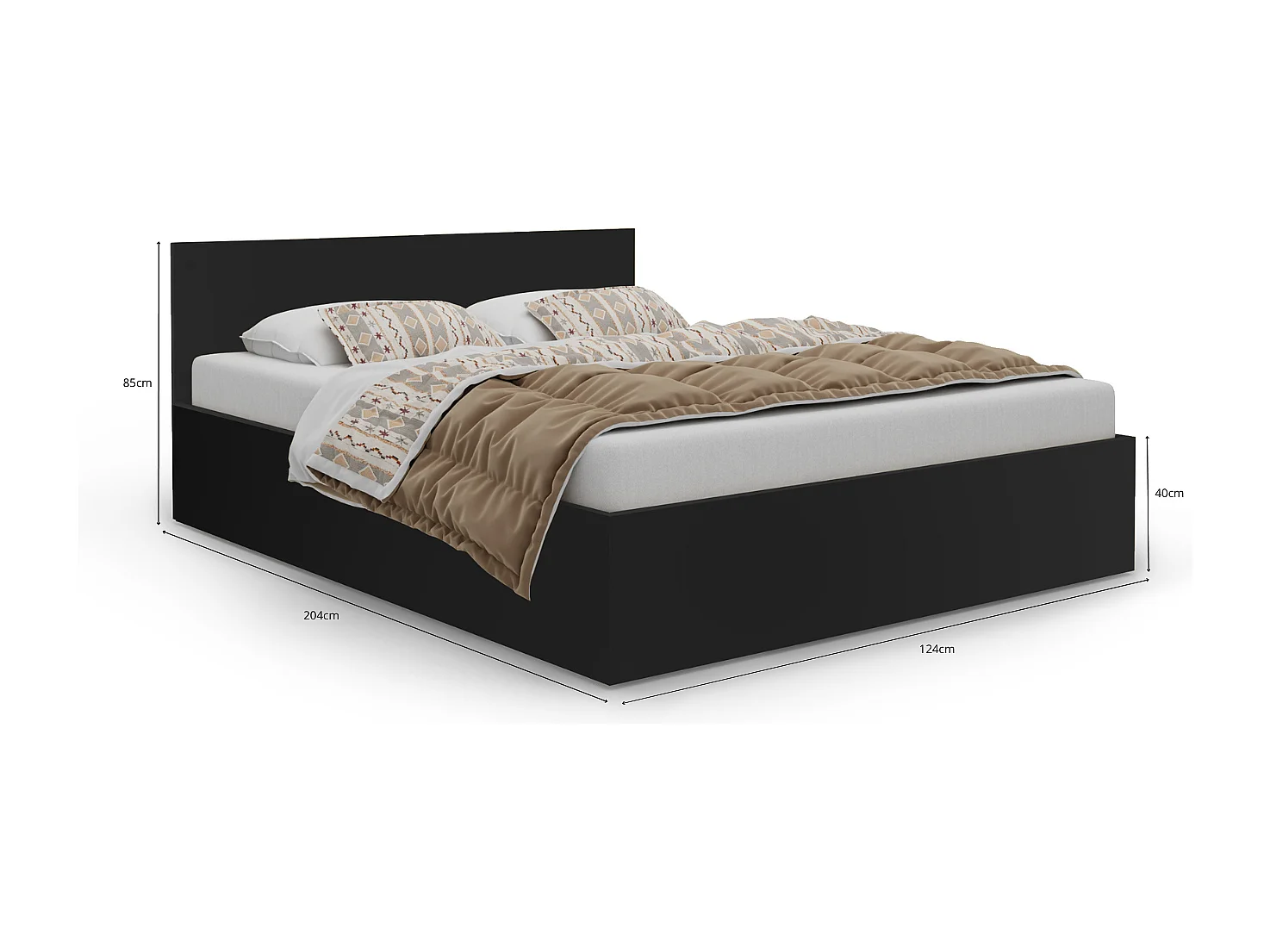 Houten bed met matras AVI 120×200 cm in zwarte kleur
