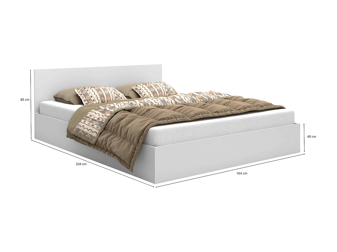 Lit en bois avec matelas AVI 160x200 cm en blanc