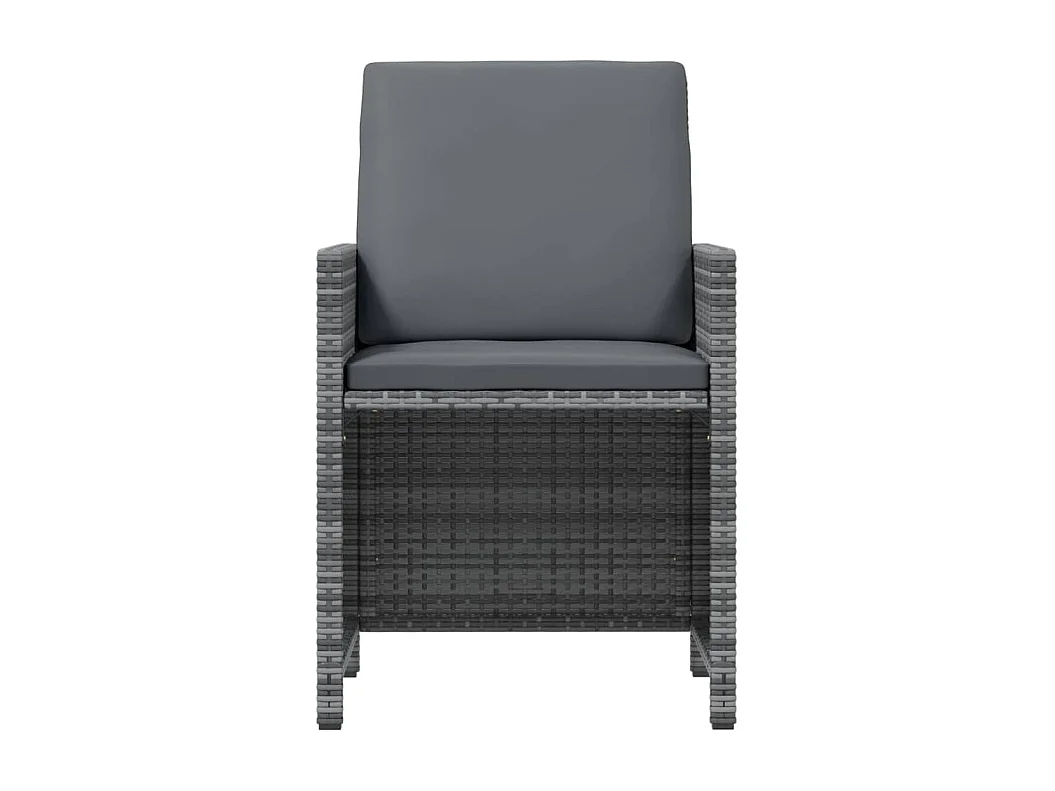 Set de comedor jardín 19 piezas con cojines ratán sintético gris