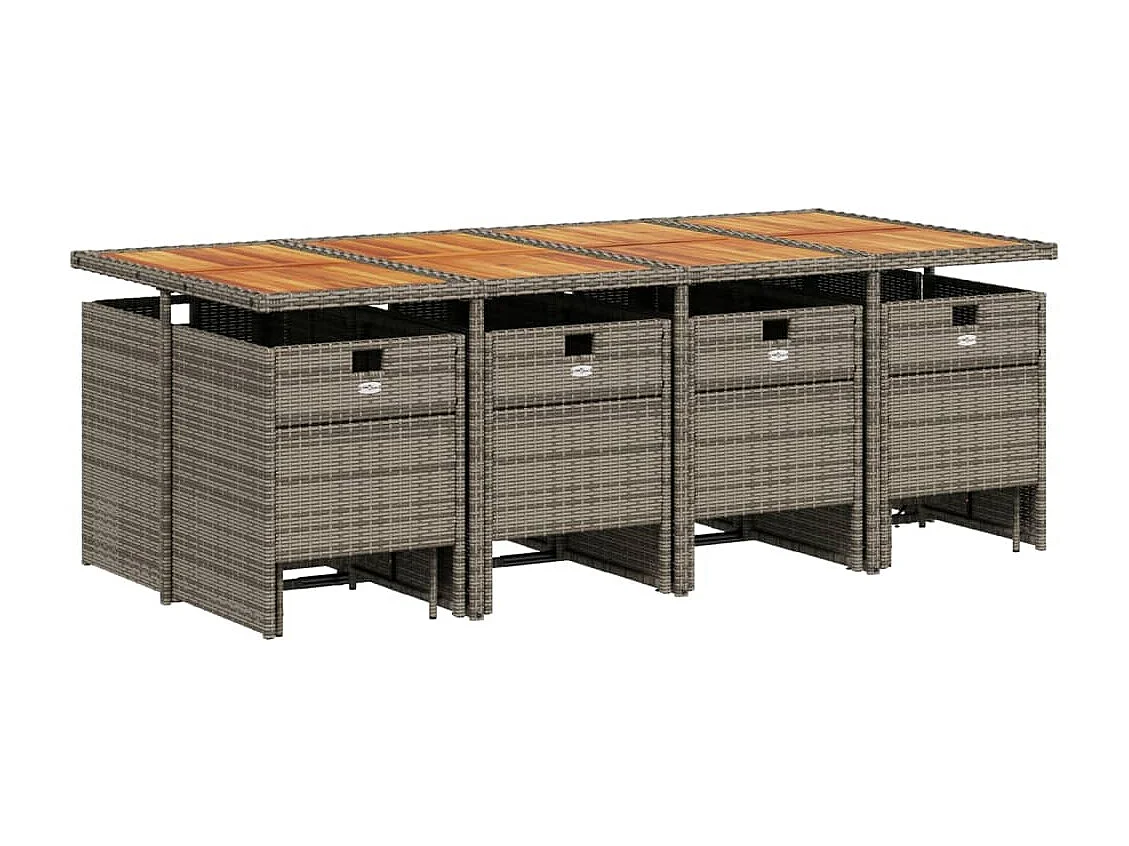 Ensemble à manger de jardin avec coussins 13 pièces résine tressée